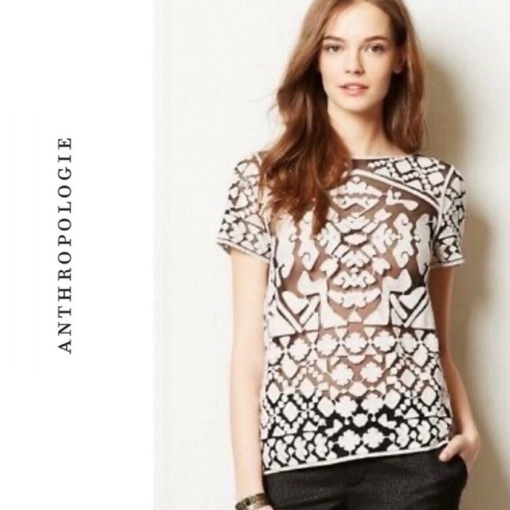 Anthropologie Monochrome Geometric Blouse